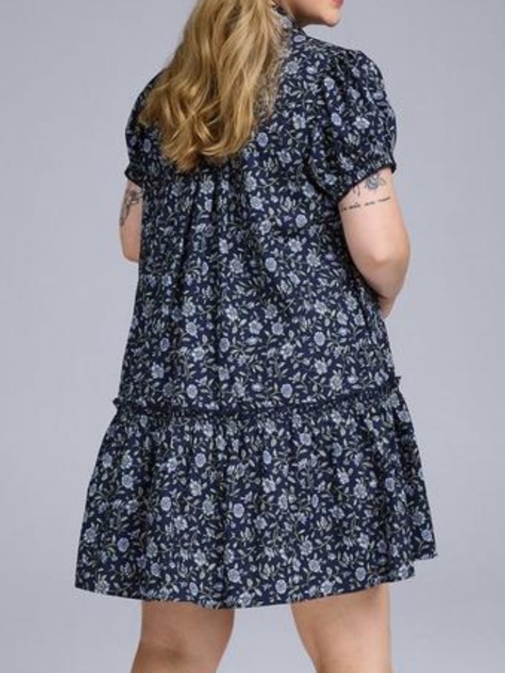 NWT Belle Isle by Torrid Drop Waist Navy Blue Floral Shirt Dress [Size: 3] - Picture 2 of 7